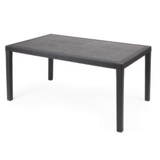 Tavolo da giardino in plastica effetto rattan, tavolo esterno rettangolare 150x90x72h cm - Tomaino