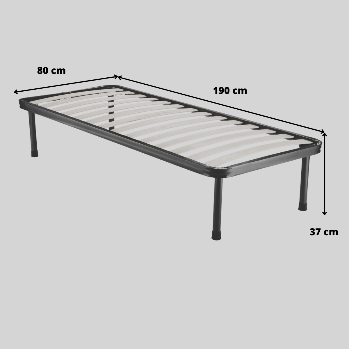 Rete letto singolo 80x190 Ortopedica a tavole in legno con Profilo 6 cm -  Spazio Casa