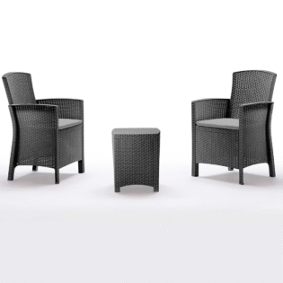 Salotto da Giardino in Plastica Venezia effetto rattan, con cuscini, tomaino lido bica tree ipae progarden keter antracite