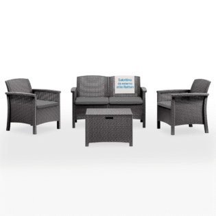 Salotto Da Giardino In Plastica effetto Rattan Venezia