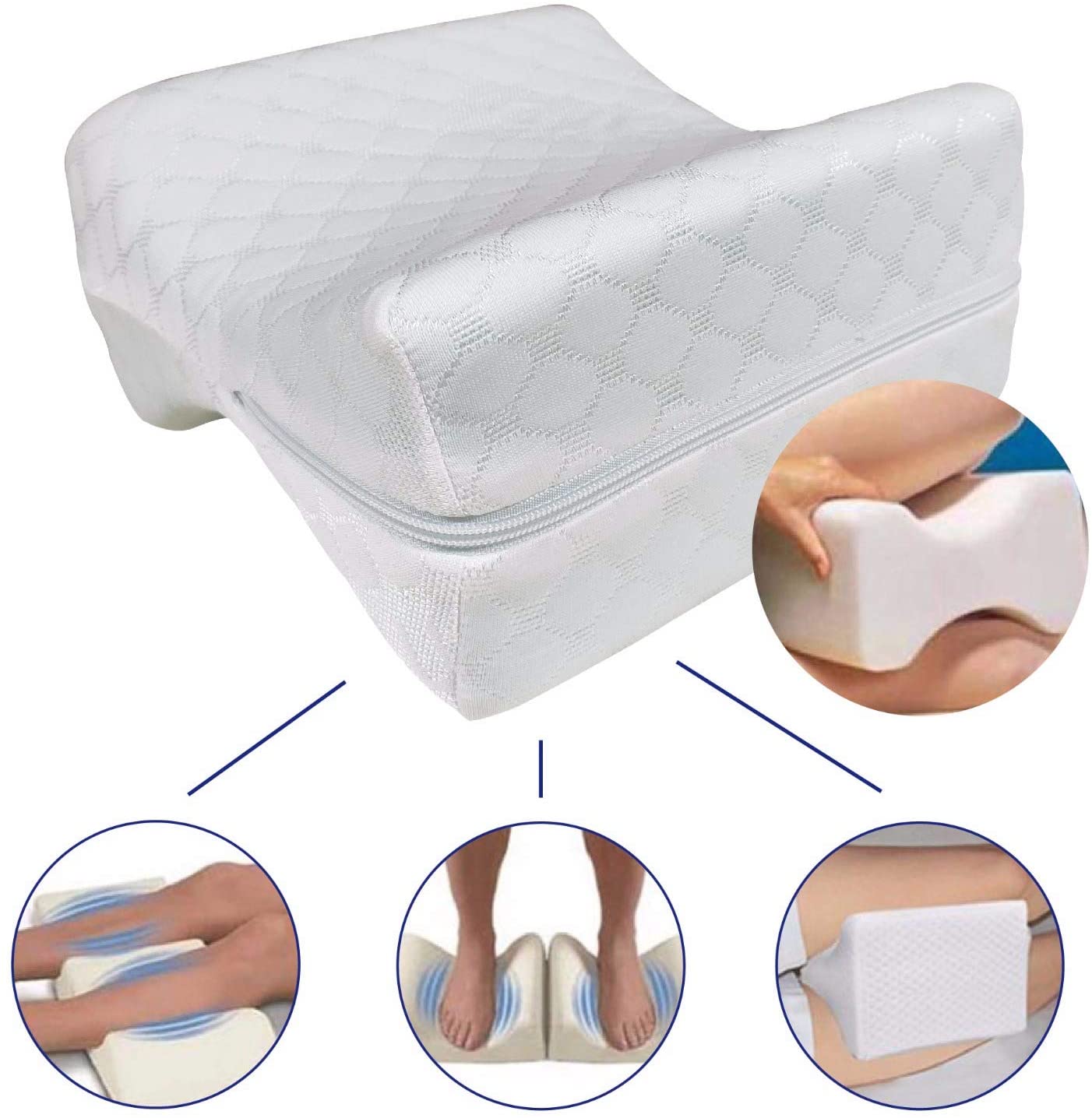 Cuscino gambe-ginocchia sagomato in memory foam – Rivestimento in poli –  MEDICAR SHOP