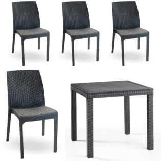 Tavolo e sedie da esterno in plastica - Set Cuba - Tomaino - sedia virgina e tavoloi dallas nero bica lady king ipae progarden