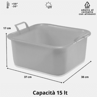 Bacinella bucato quadrata plastica 10lt 15 lt2