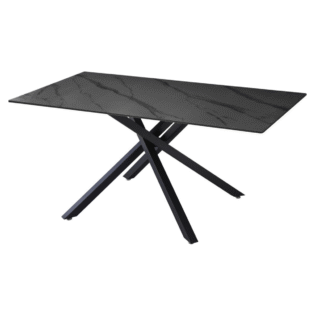 TAVOLO RETTANGOLARE ASTOR 160X90X75CM TOP CERAMICA NERO MARMORIZZATO 0049109 8010402491094 (2)