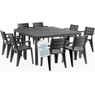 Set Savana 8 Sedie con Tavolo da Giardino Allungabile
